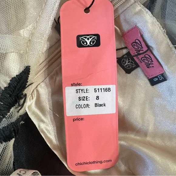 Black & Nude Dress Frilled Cocktail Party ModCloth Whimsigoth Chi Chi London 8 - Picture 15 of 16